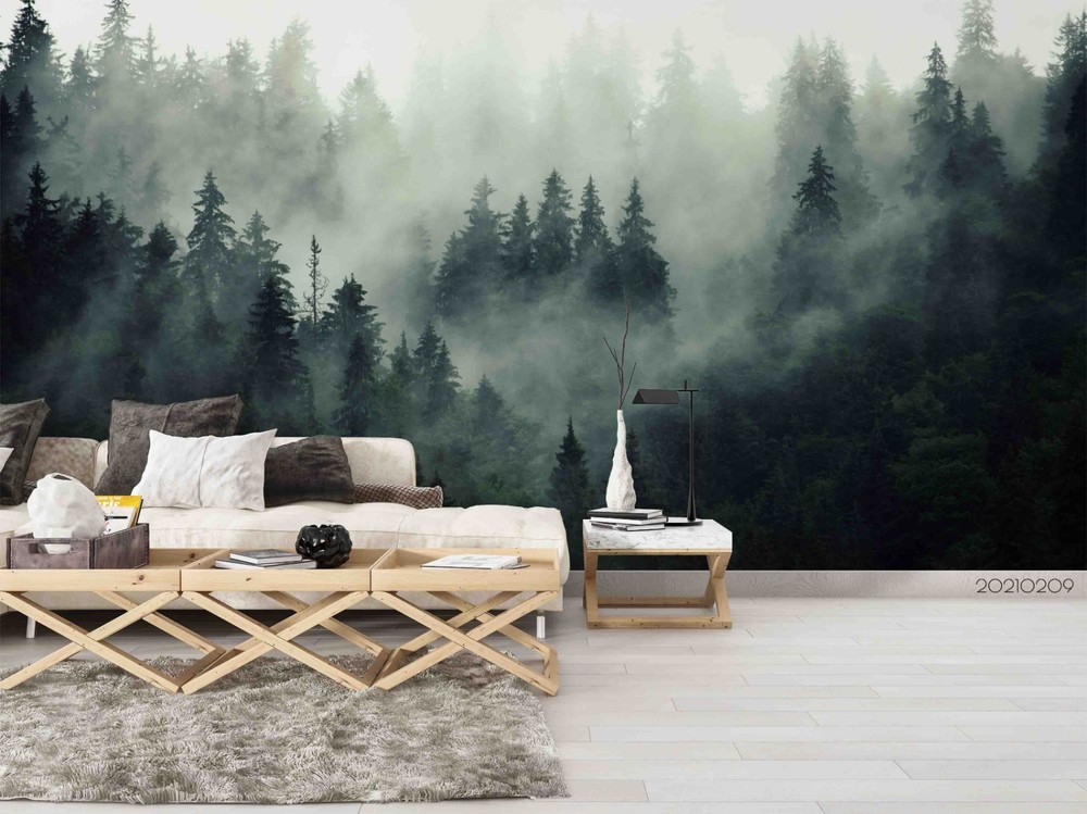 3D Forest Mist Landscape Wall Murals Wallpaper Murals Wall Sticker 3
