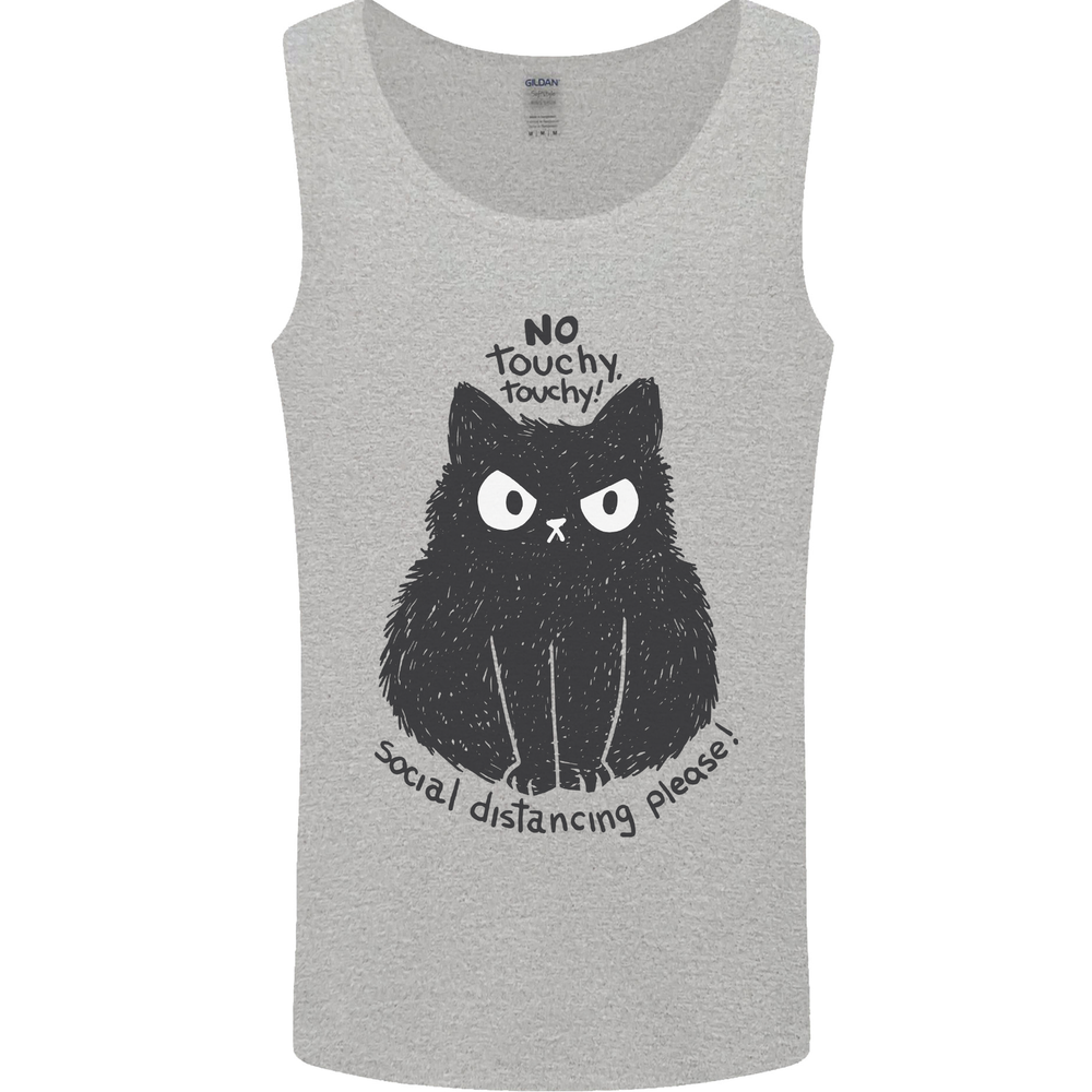 No Touchy Touchy Cat Mens Vest Tank Top
