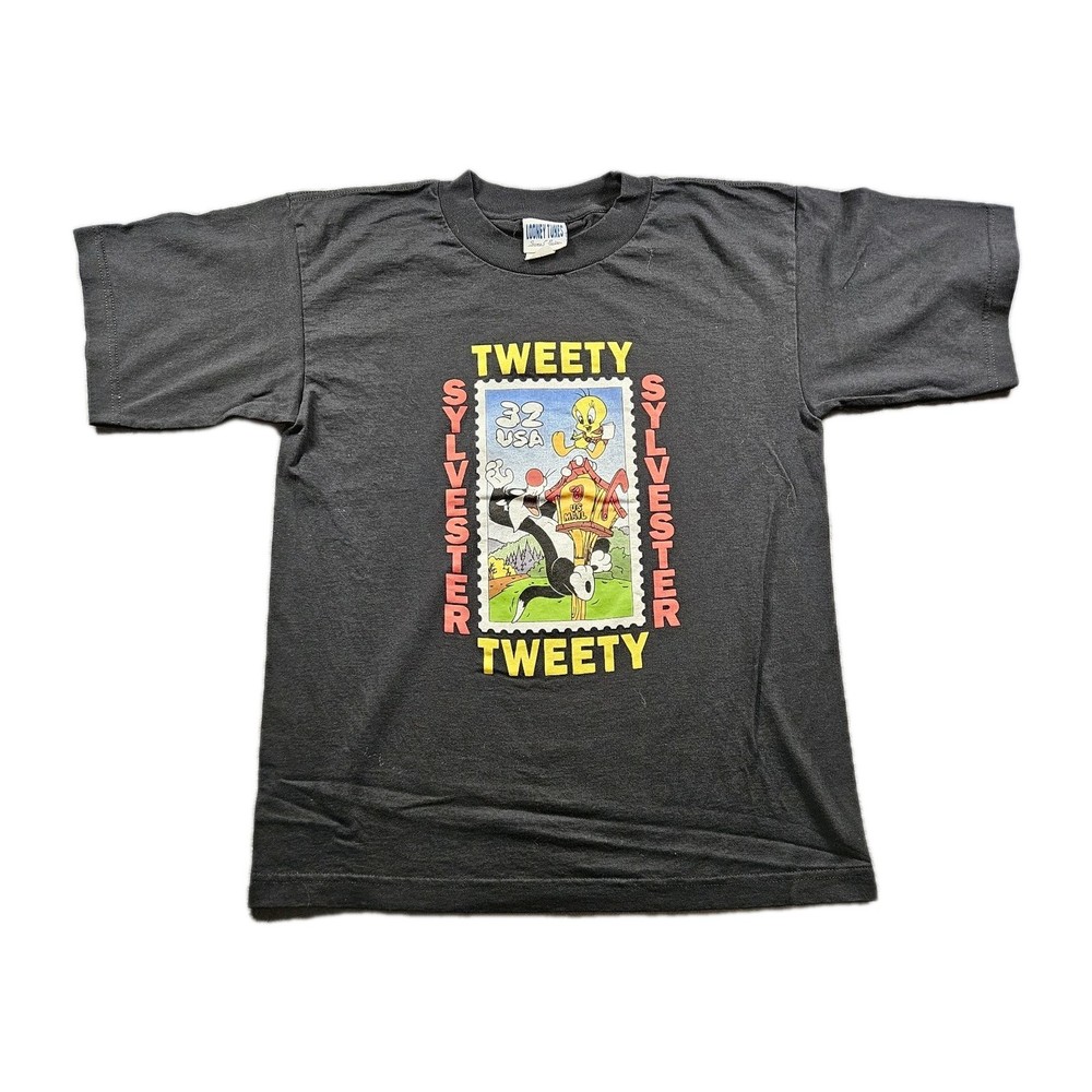 Vintage 1997 Tweety & Sylvester LOONEY TUNES Stamp Collection t-shirt Size L/XL