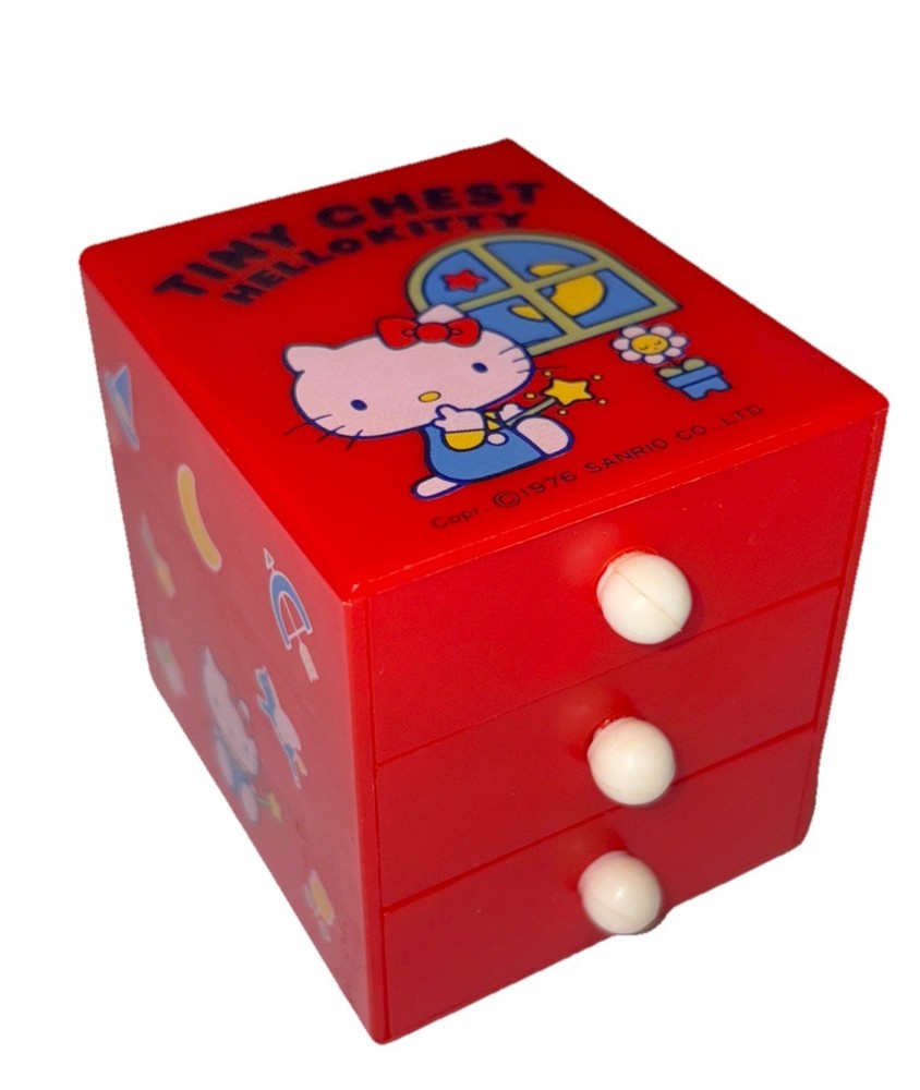 1976 SANRIO Japan Hello Kitty VTG Plastic Popout Chest Drawer Storage Box RARE