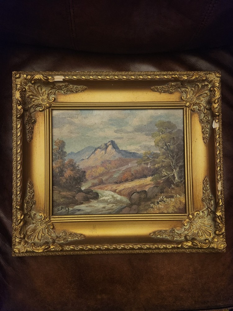 AMERICAN IMPRESSIONIST PAINTING SIGNED J CRAIG Oil on Board Original Frame