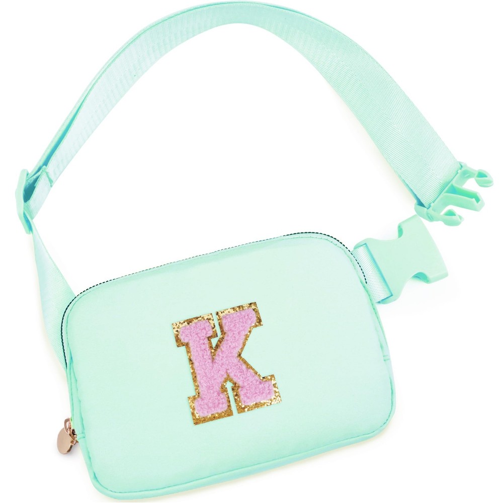 Belt Bag Fanny Pack Crossbody Initials Letter Patch Light Green K Teen Gifts