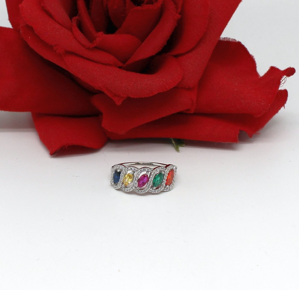 Sterling Silver Colorful Rainbow JTV  CZ  Ring Size 10 4.66g CAT RESCUE