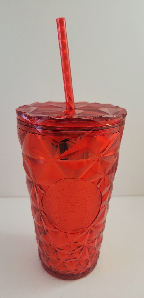 New! Starbucks Christmas Holiday Red Diamond Prism Cold Cup Tumbler 16 oz. NWT