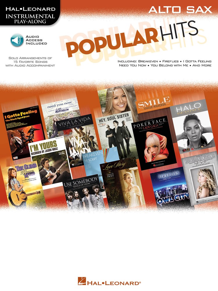 Popular Hits for Alto Sax Solo Sheet Music 15 Songs Play-Along Book Online Audio