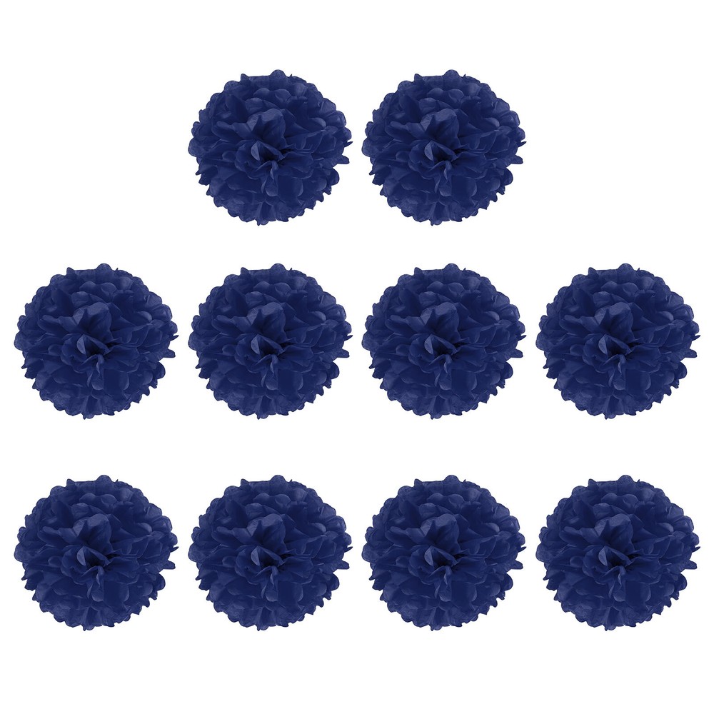10pcs Tissue Paper Pom Poms 10 Inch Tissue Paper Flowers, Navy Blue