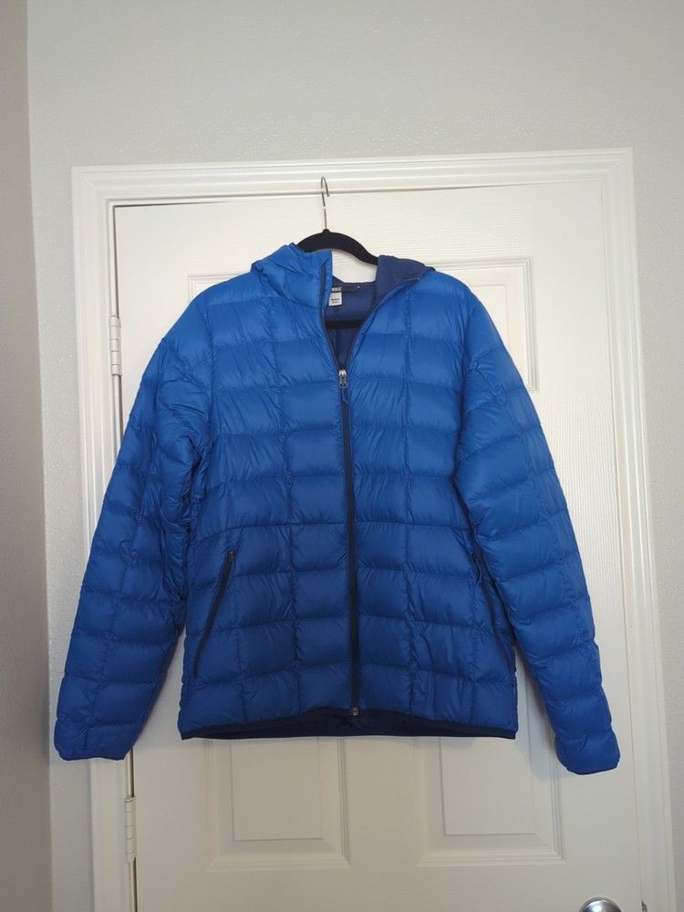 REI Co op 650 Down Hoodie 2.0 Jacket Mens Medium Blue Puffer Full Zip Packable