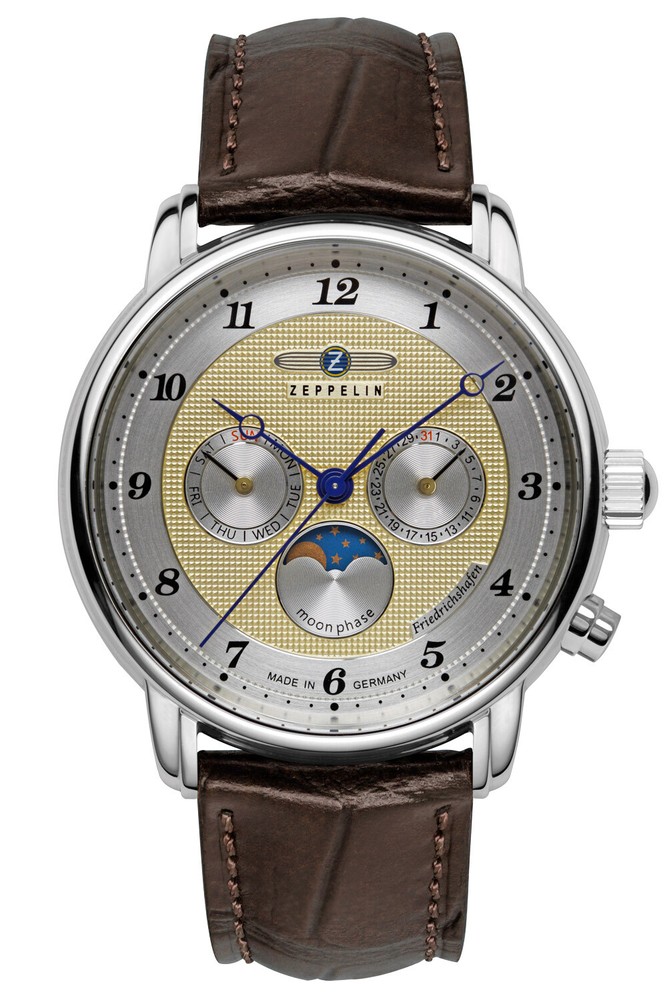 Zeppelin Men's Watch Friedrichshafen Moon Phase Gold Colored 8536-5