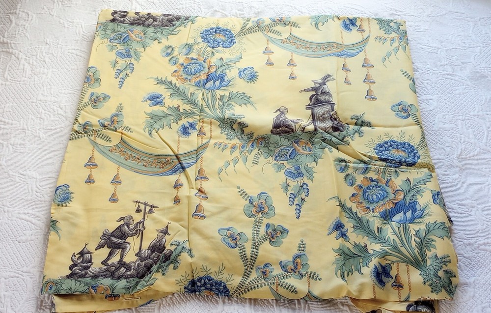Cuddledown Vollard Queen Duvet Cover Yellow and Blue Asian Style Cotton Duvet