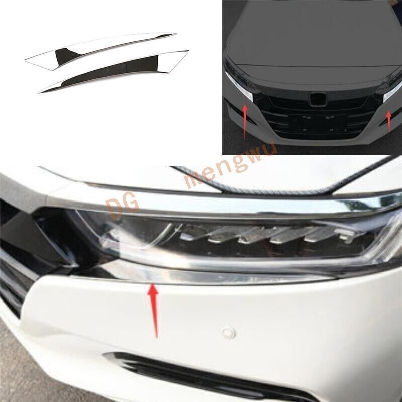 Steel Chrome Headlight Lamp Strip Trim Car Exterior For Honda Accord 2018-2022