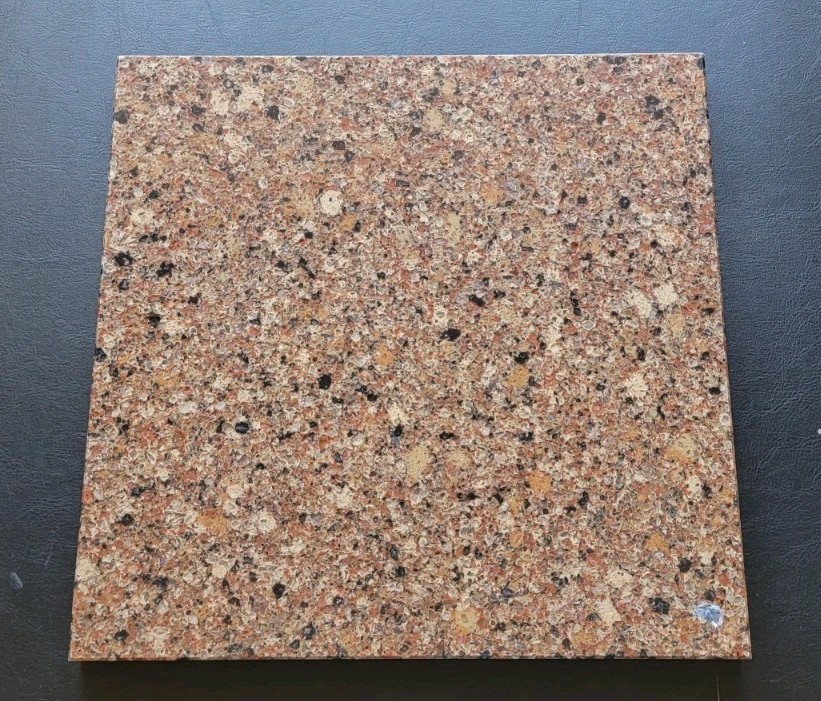 Brown Granite Look Quartz Slab 11.75x11.75x0.75 Inch 9+ Lbs