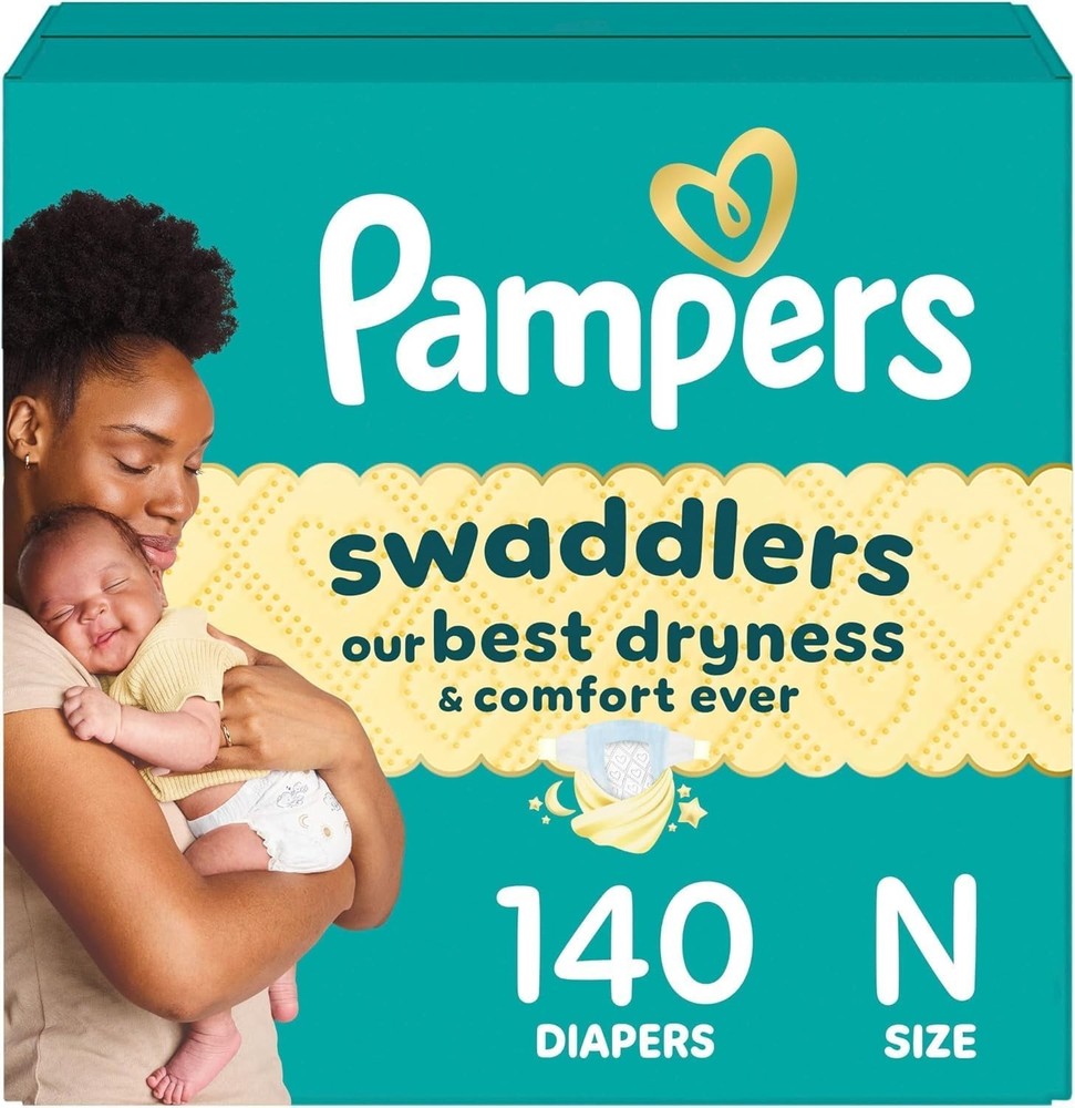 Pampers Swaddlers Diapers, Size 0 (up to 10 lbs), 140 Newborn,