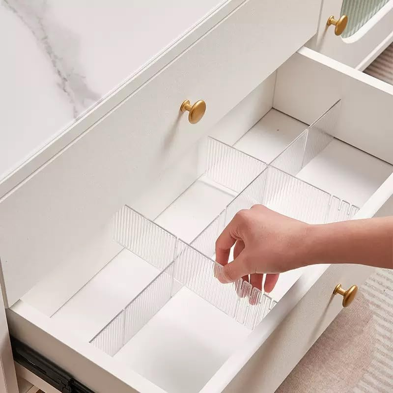 8Pcs Adjustable Expandable Drawer Organizers for Clothes Storage