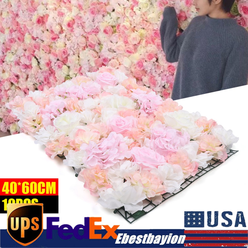 10Pcs Artificial Silk Flower Hydrangea Wall Panel Banquet Wedding Party Decor