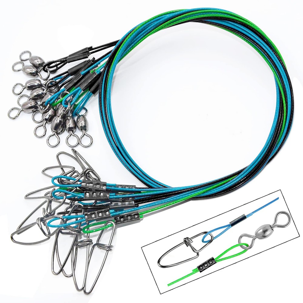 Líderes de pesca de alta resistencia 125 lb, alambre de pesca de agua salada de acero inoxidable, alto...