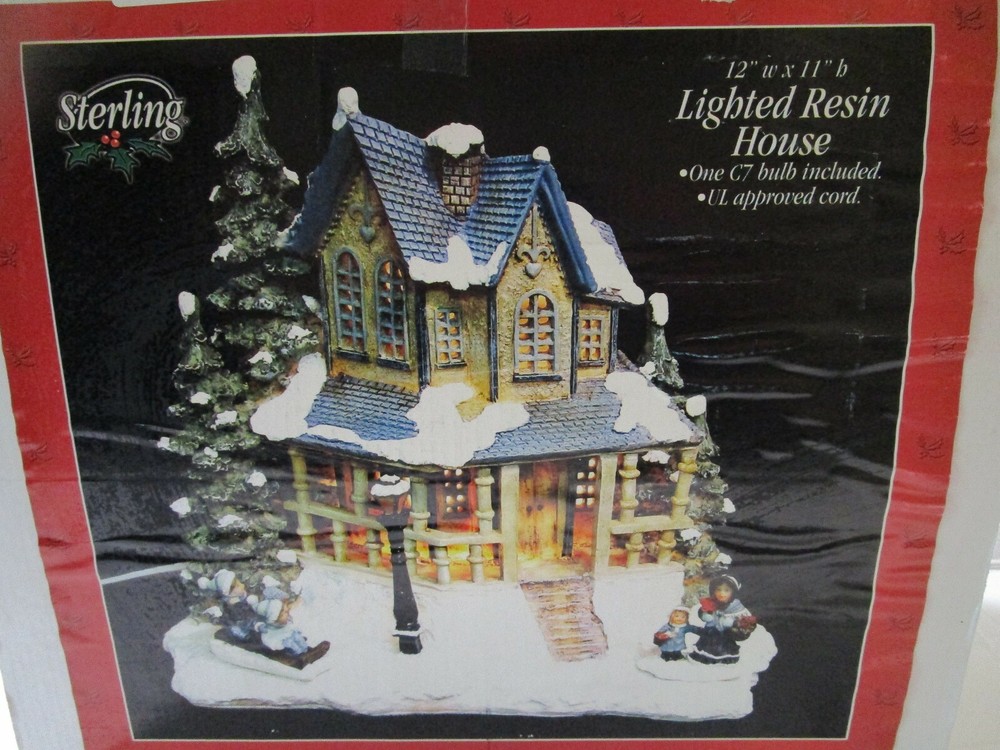 Sterling Vintage Lighted Snow Village House Flatback for Mantle or Shelf Display