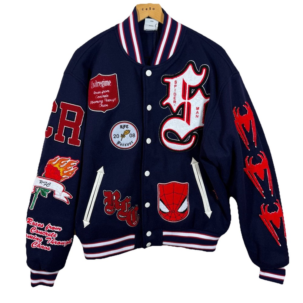 Civil Regime x Marvel Spider-Man Letterman Jacket Men's Large Free Shipping NWT