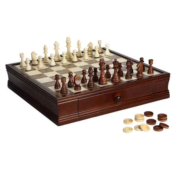 Hathaway Prodigy Classic Handcrafted Wood Chess Board with Storage Drawers