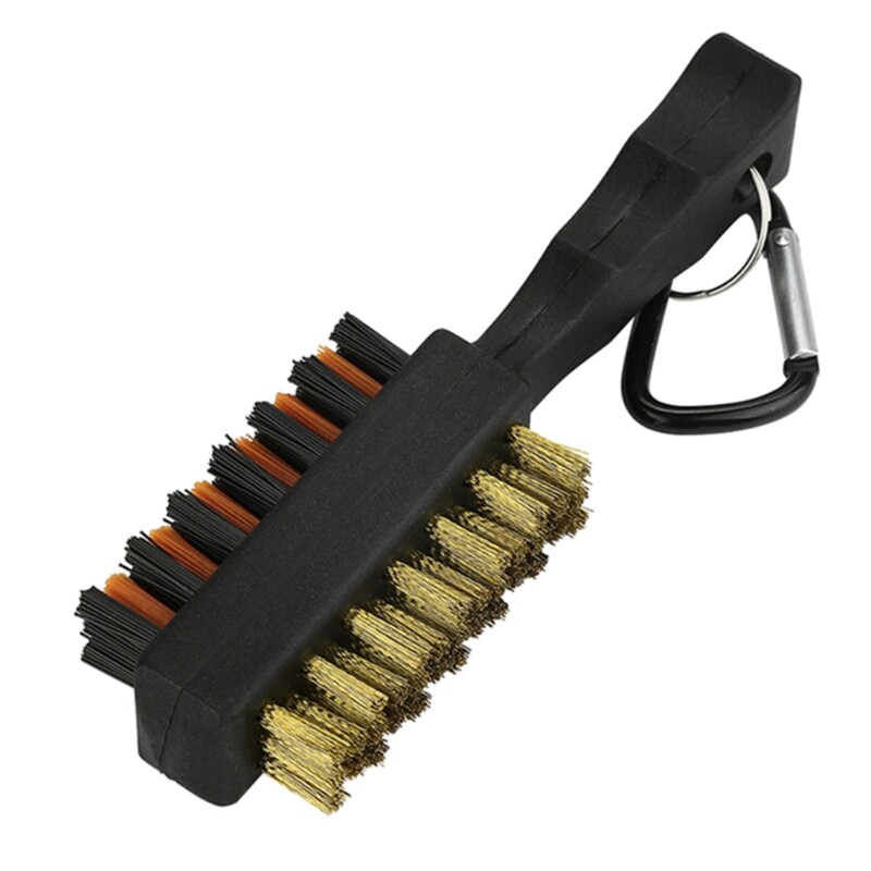 Dual Sided Golf Brush with Carabiner Keyring for Club Groove Cleaning