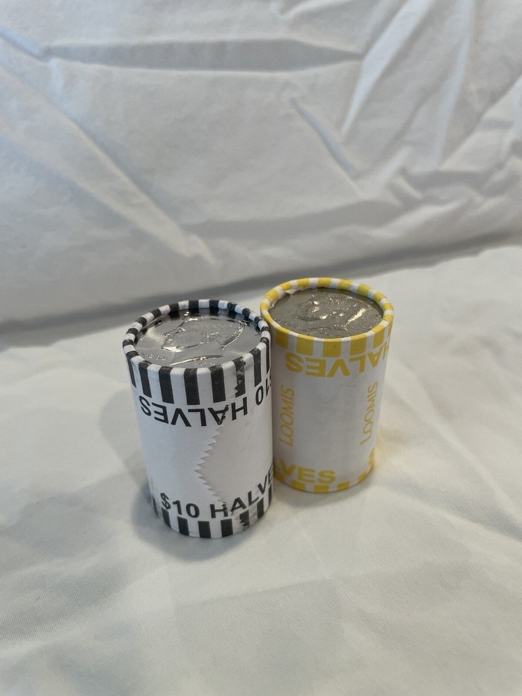 2 Rolls Half Dollar Coins $20 FV bank sealed Loomis/ Brinks 40 Coins US Currency