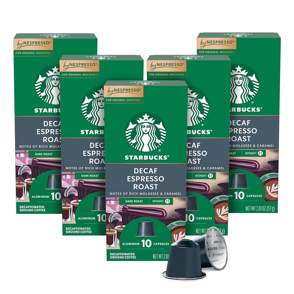 Starbucks by Nespresso Original Line, Decaf Espresso, 10 Count (Pack of 5)