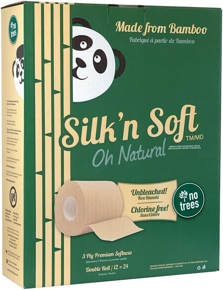 Unbleached Bamboo Toilet Paper - Tree-Free Environment Safe Biodegradable Septic