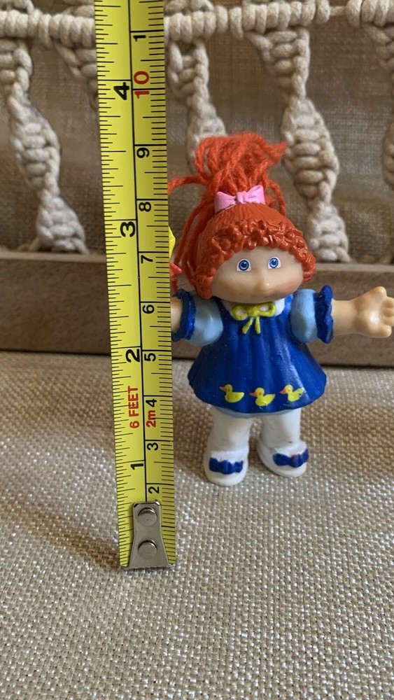 Cabbage Patch Kids PVC Figure Girl With Red Yarn Hair Blue Duck Dress Blue Eyes