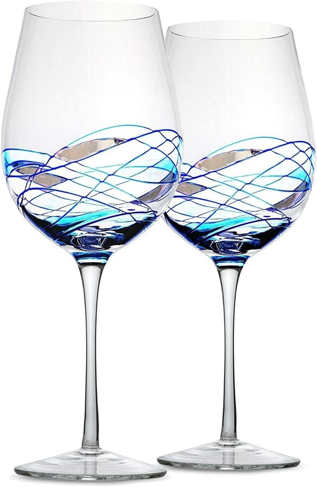 Hand Painted Bezrat Wine Glass Set of 2 - Perfect Gift for Wine Lovers