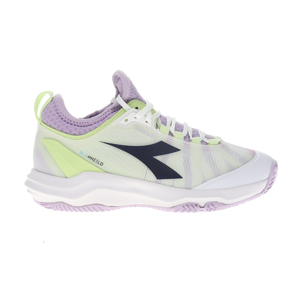 Diadora Speed Blushield Fly 4 Clay Womens Tennis Shoes Green Purple Athletic Sneakers