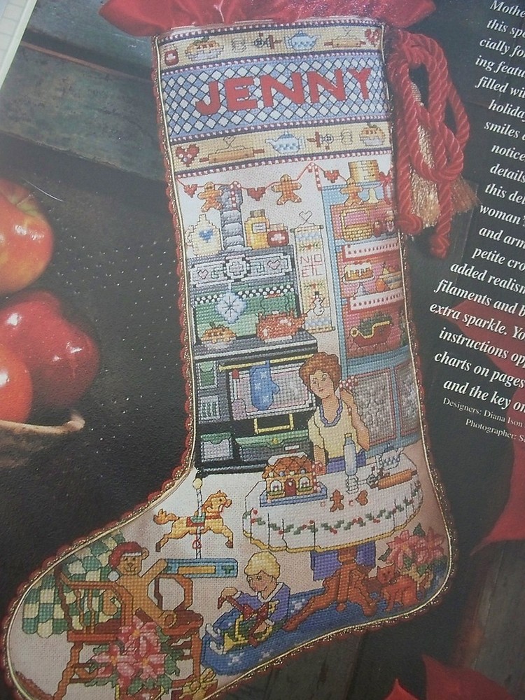 Mother's Kitchen Christmas Stocking OOP Magazine Cross Stitch PATTERN