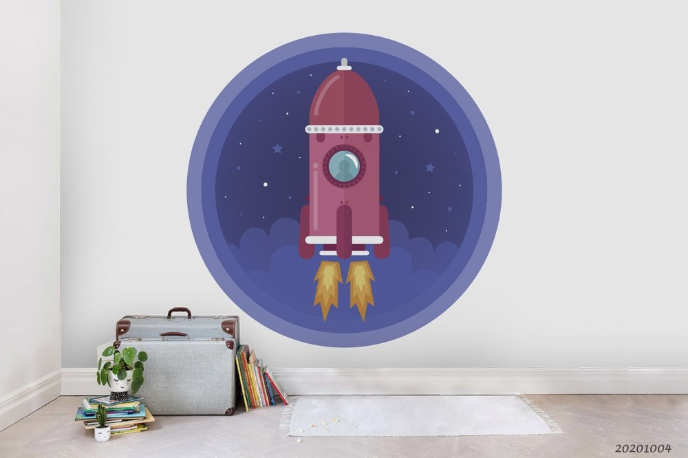 3D Space Rocket Illustration Wall Murals Wallpaper Murals Wall Sticker