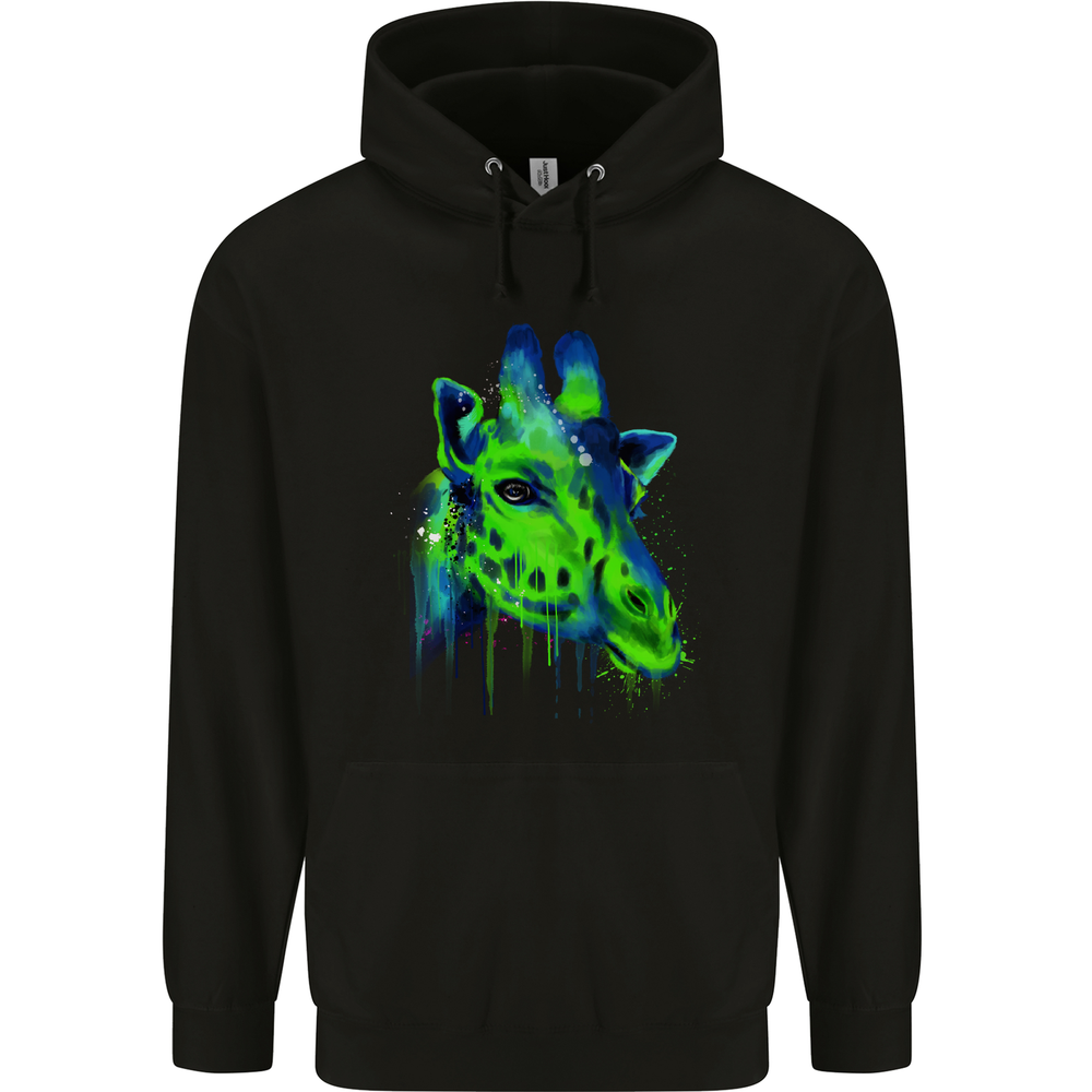 Giraffe Watercolour Mens 80% Cotton Hoodie