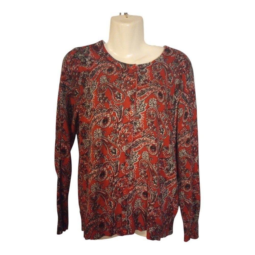 Kim Rodgers paisley print button front sweater