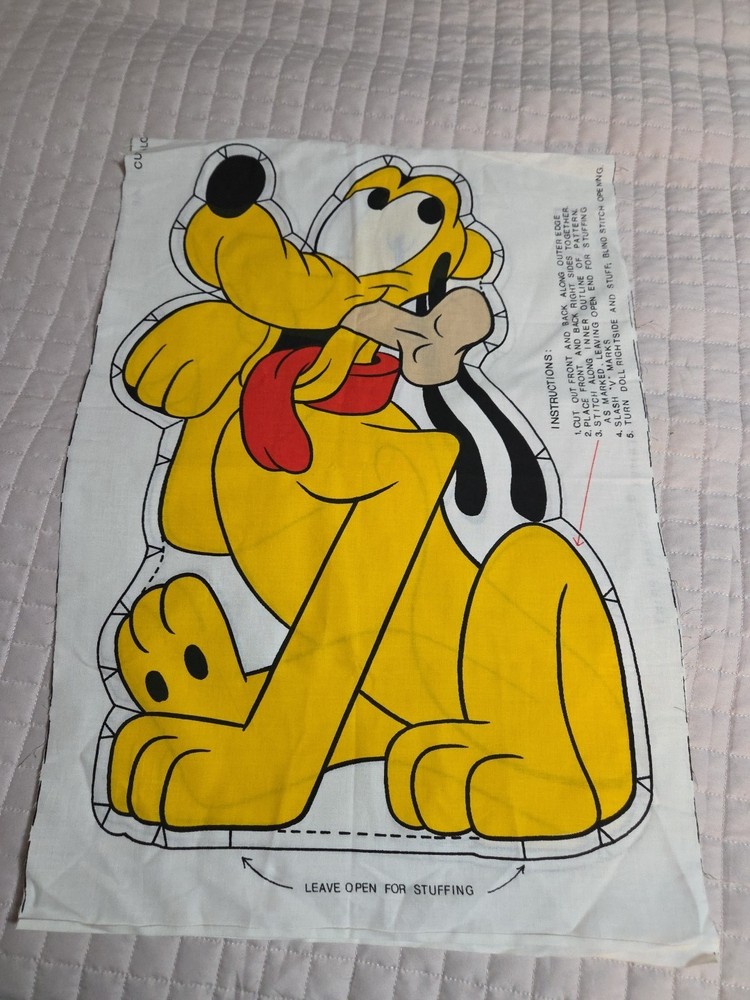 RARE Vintage Ameritex Screen Print Cut And Sew Disney Pluto Pillow Fabric Panel