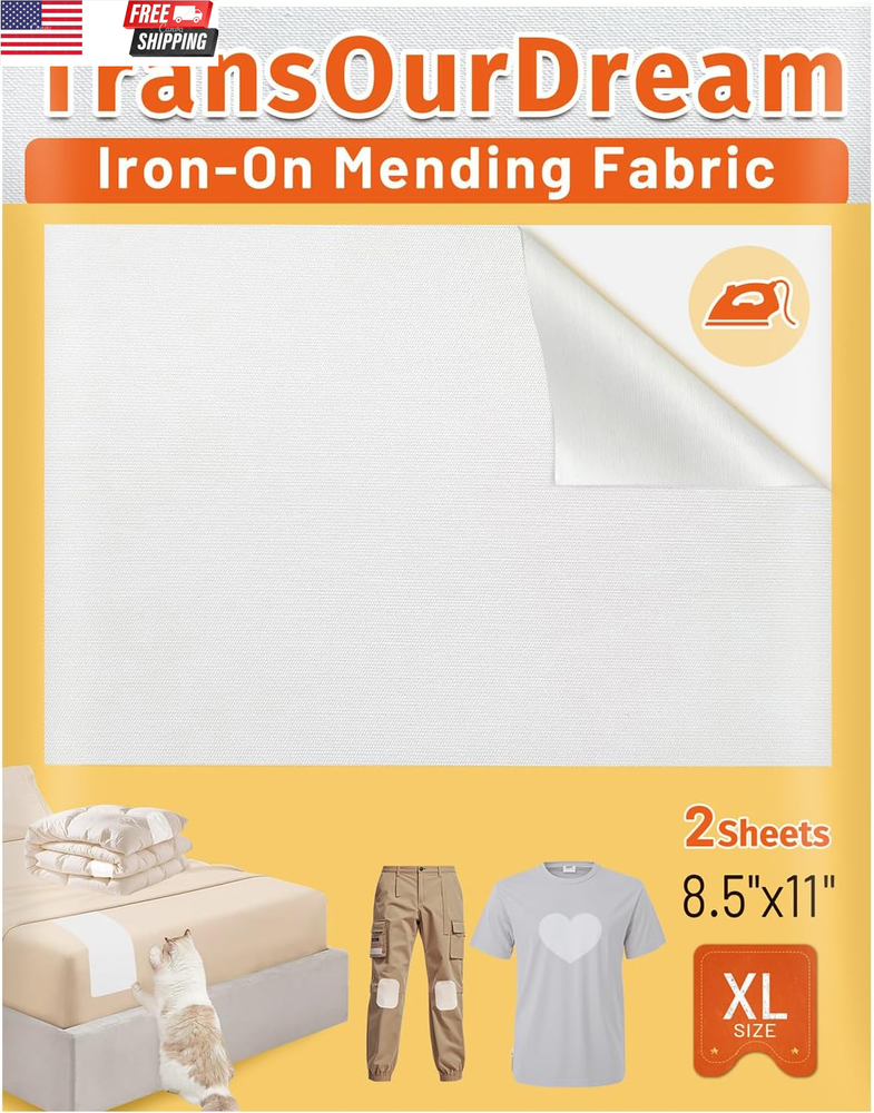 Tru-White Extra Large Iron-On Fabric Repair Patches for Clothes