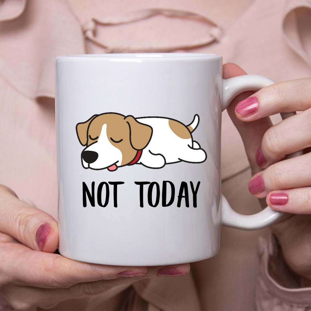 Funny Jack Russell Terrier Sleeping Not Today Dog Mug Lazy Gift for Dog Lovers