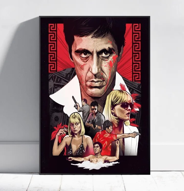 Scarface Poster, Tony Montana Wall Art, Rolled Canvas Print, Movie Poster