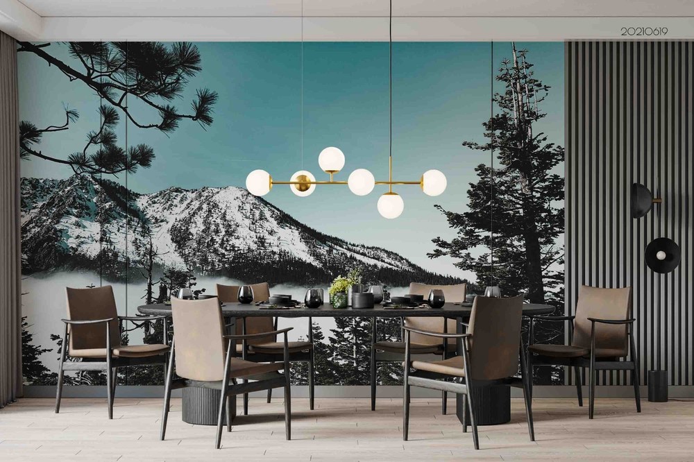3D Mountain Forest Winter Landscape Wall Murals Wallpaper Murals Wall Sticker