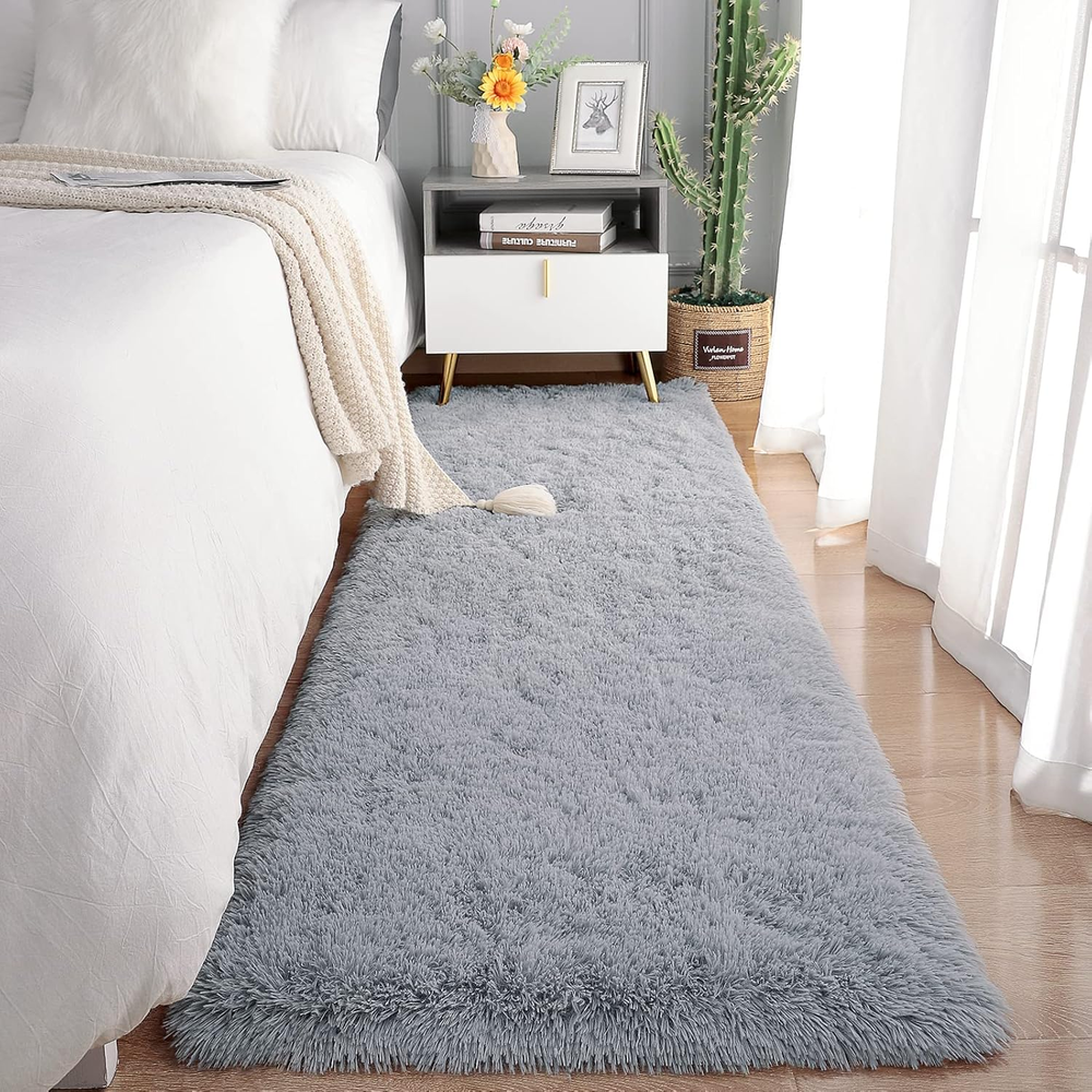Soft Plush Fluffy Shag Furry Runner Rug 2x6 Feet for Bedroom Living Room