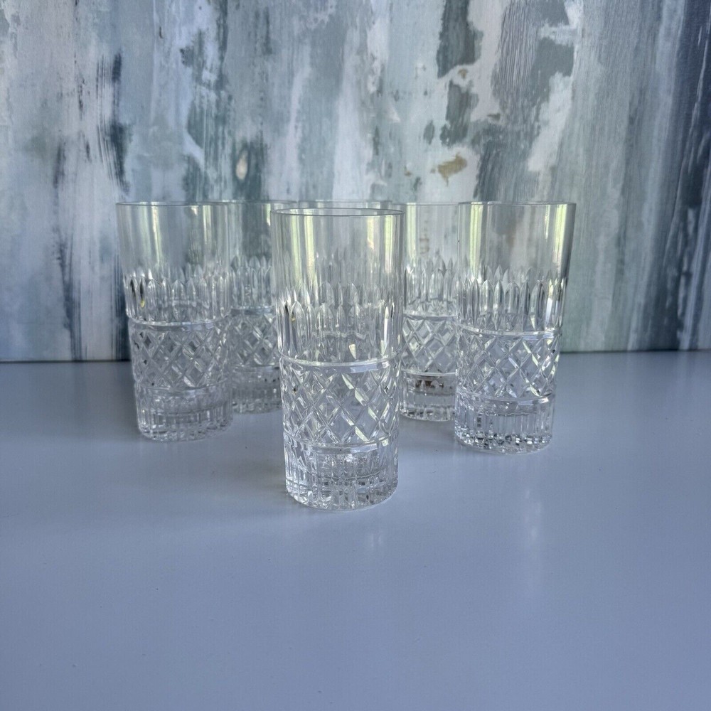 Set Of 6 Vintage Bohemia Hand Cut Crystal 12 oz  Drinking highball Glass Ww1