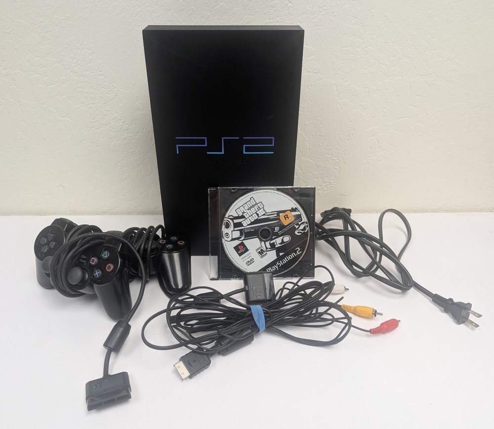 Sony PlayStation 2 SCPH-30001 Console Bundle with Controllers & GTA 3 - Tested & Working  