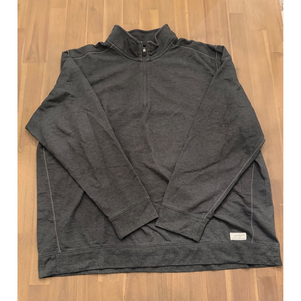 Eddie Bauer Mens T3XL Dark Gray Quarter Zip Fleece Pullover Sweatshirt
