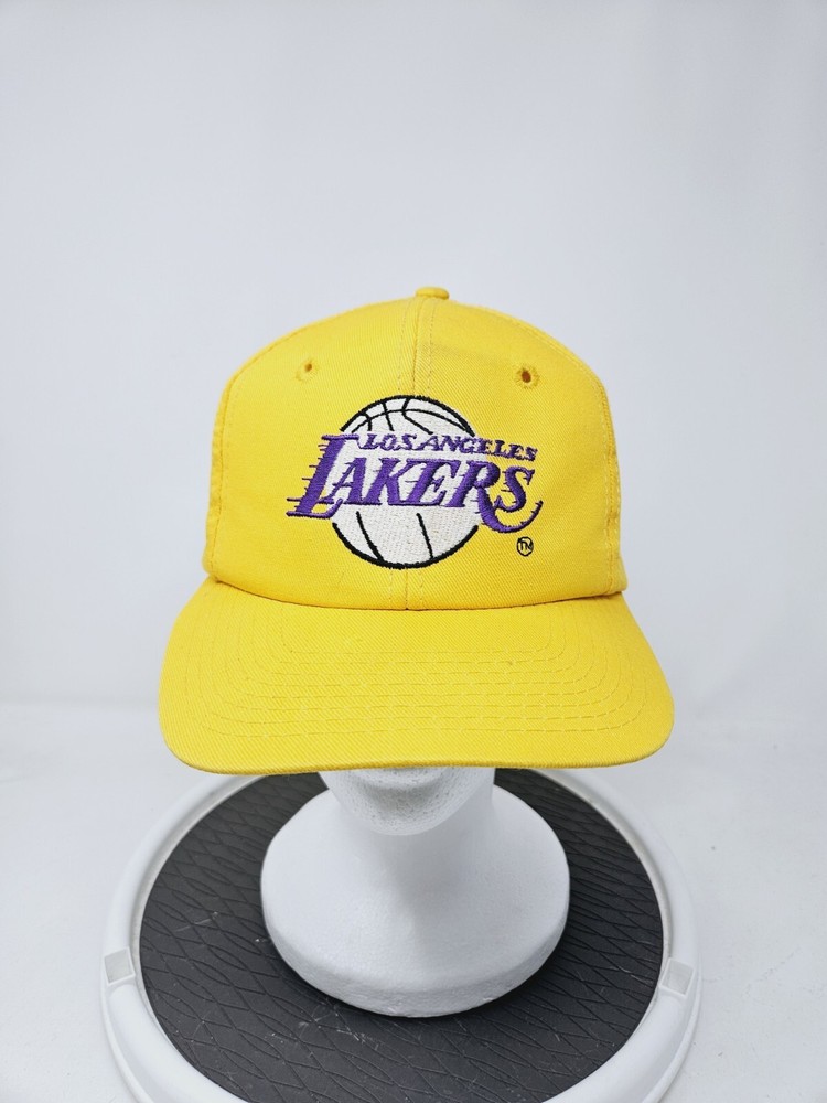 Vintage Los Angeles Lakers NBA Hat Mens Snapback 90s Yellow Motion Logo Used