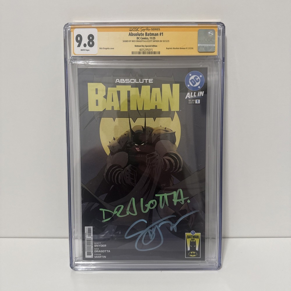 ABSOLUTE BATMAN #1 CGC 9.8 Signed Snyder & Dragotta Batman Day Special Edition🔥