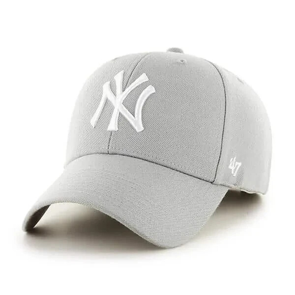 '47 New York Yankees MVP Light Gray White Logo Adjustable Hat Cap