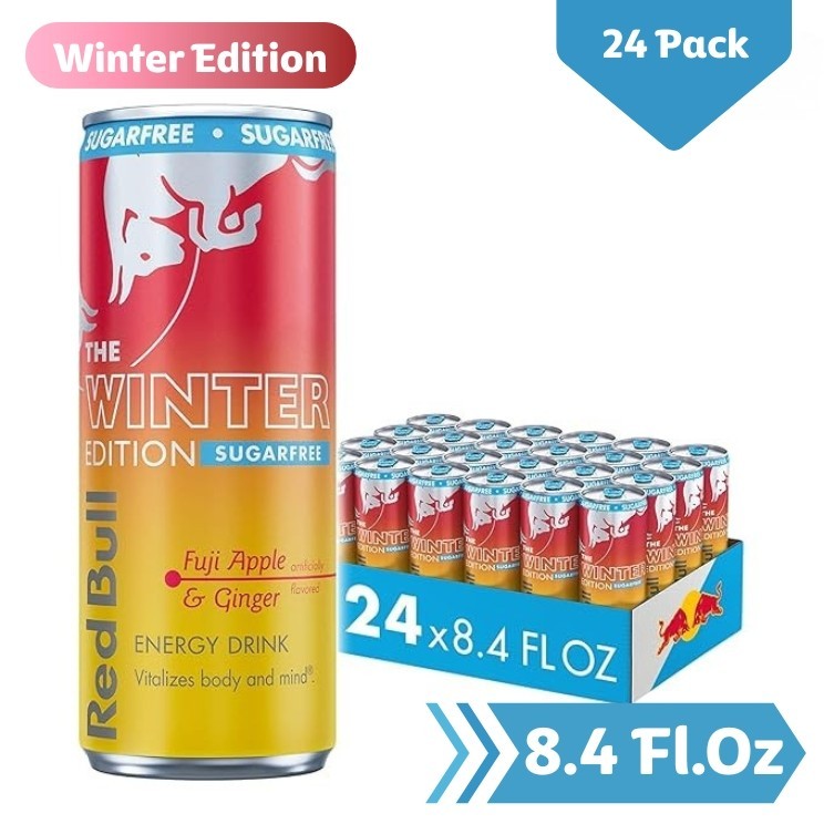 Red Bull Winter Sugar Free Edition Fuji Apple-Ginger 8.4 Fl Oz 2025 (24 pack)