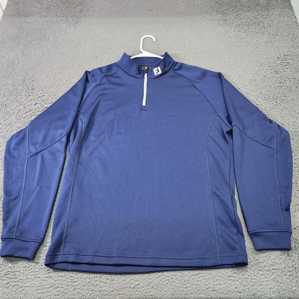 FJ Pullover Mens XL Blue 1/4 Zip Long Sleeve Golf Mock Neck Shirt Performance