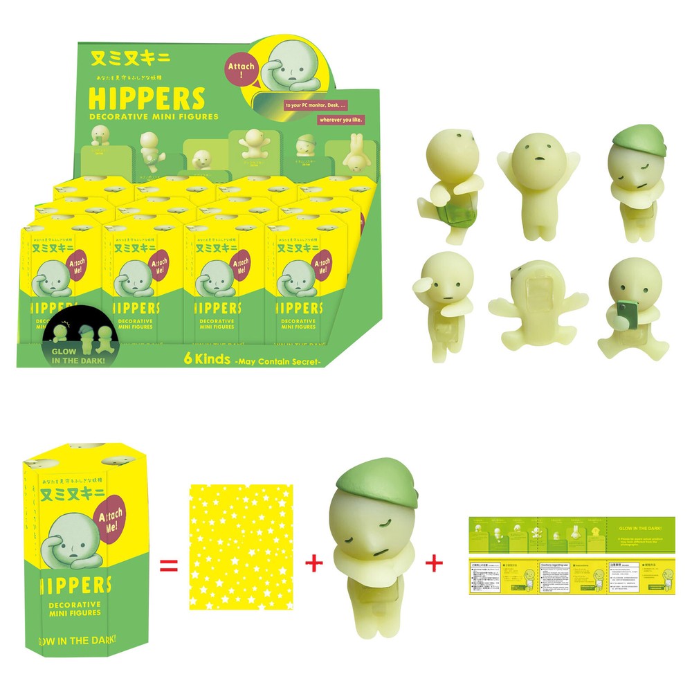 Glow In The Dark Smiski Hippers Mini Figures Blind Box 6-Pack  