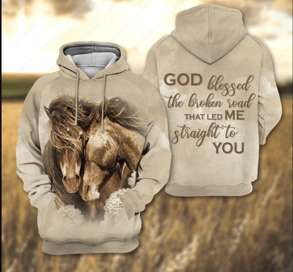 3d hoodie, Horse Couple God Blessed Hoodie, shirt US size
