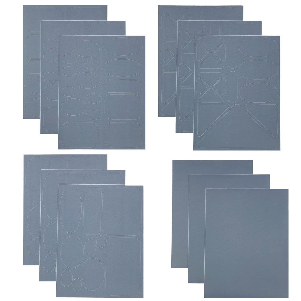 12 Self-Adhesive Grey Nylon Repair Patches for Waterproof Jackets & Clothing